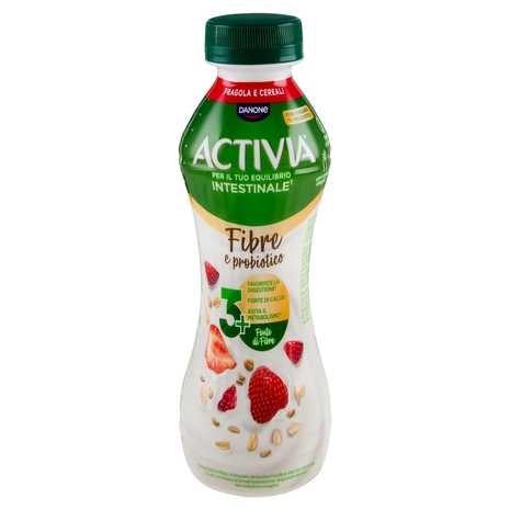 ACTIVIA da Bere, Fibre e probiotico, Fragola, Fonte di Calcio, aiuta metabolismo e digestione,270g